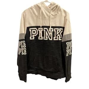 Victoria’s Secret Pink Sweatshirt Hoodie Womens M Colorblock Logo Pullover Y2K
